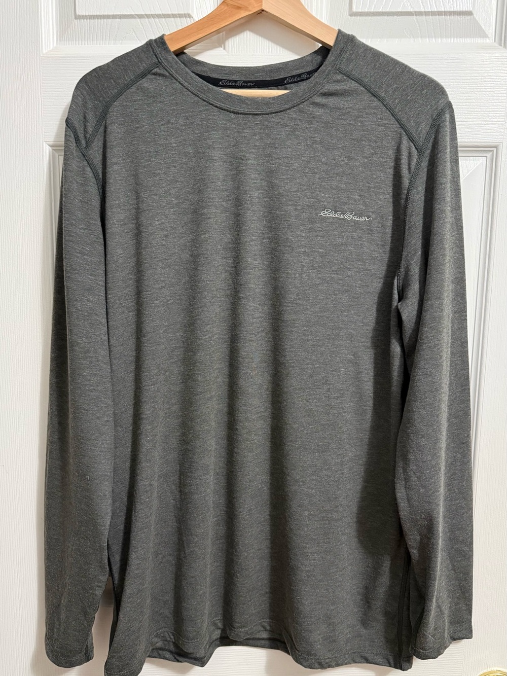 Eddie Bauer Men's Long-Sleeve Crewneck Shirt - Heather Charcoal